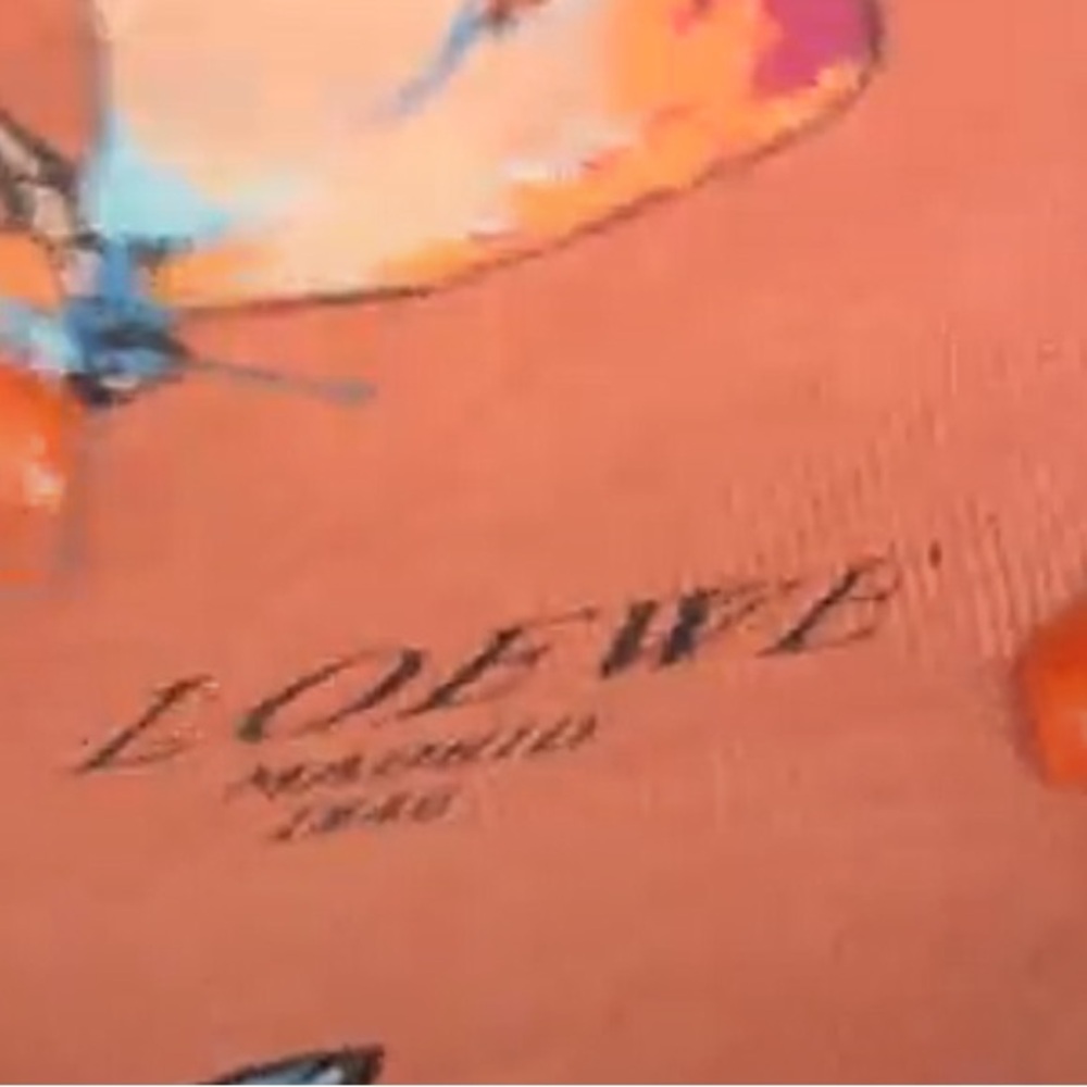 LOEWE Butterfly Print Cashmere Orange Scarf